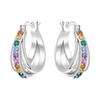 Exquisite Colorful Zircon Hoop Earrings for Women Copper Silver Plated Earrings Jewelry for Wedding Engagement Party