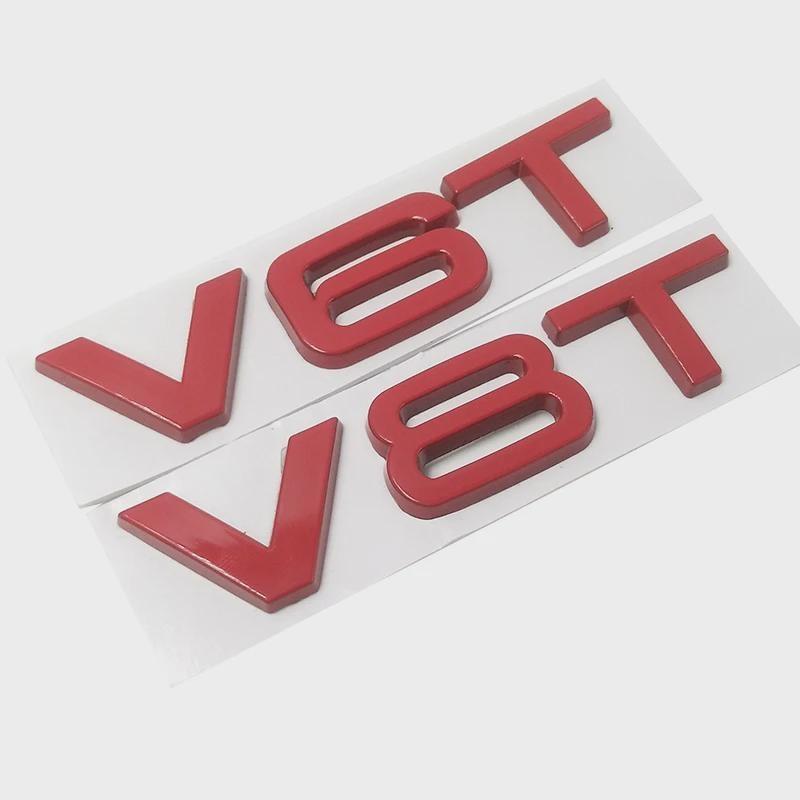 Car Styling 3D Metal V6T V8T V6 V8 T Fender Side Body Emblem Tail Trunk Fender Badge Sticker For A4 A3 A5 A6 A1 Q3 Q5 Q7