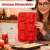 Christmas Chocolate Molds Reusable Easy Release Tray Christmas Candy Molds For Cake Soap Candy Ice Cookie Food Crafts Fondant