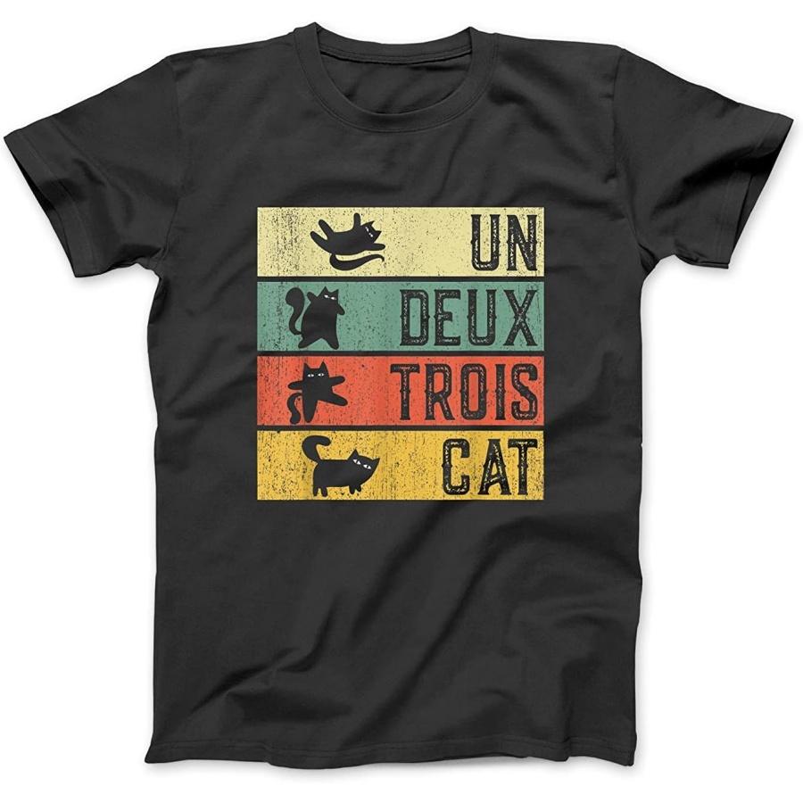 Cute Cat Lover Un Deux Trois Shirt - Un Deux Trois Cat T-Shirt Sweatshirt Hoodie Tanktop for Men Women Kids Black(1) S