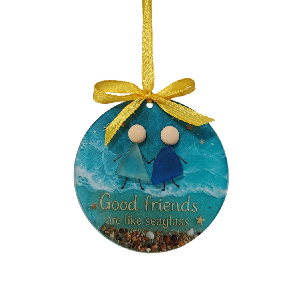 Glass Hanging Round Sign Time-less Friendships Keepsake For Christmas Tree Decoration