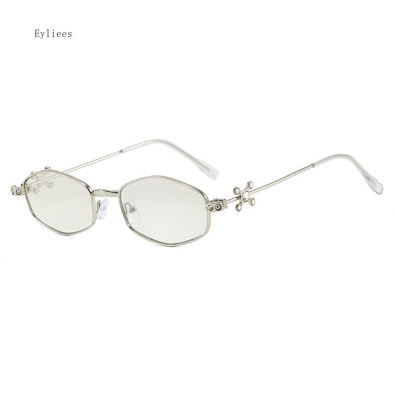 Diamonds Eyeglasses Women Y2K Bling Rhinestone Oval Shades Clear Glasses Frames Metal Silver Fashion Retro Diamond Frame Eyewear