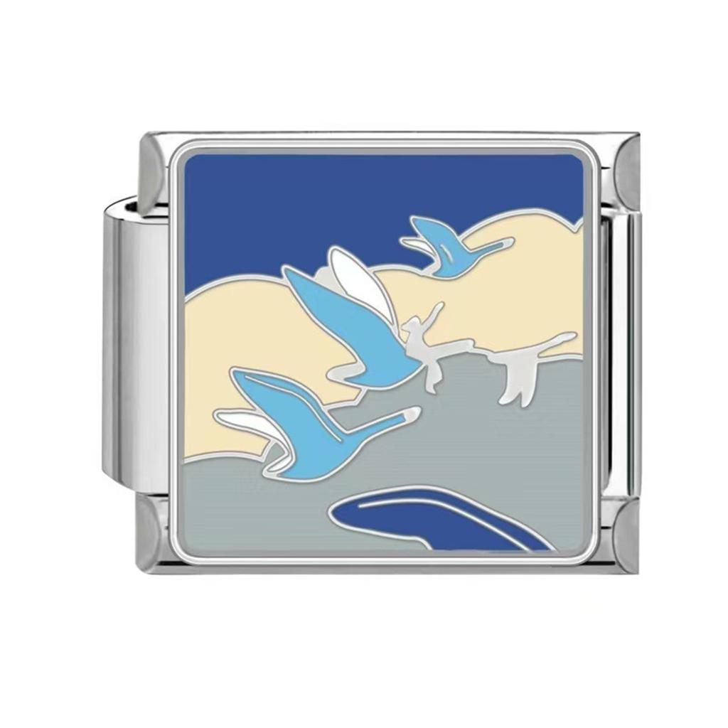 Italský náramek s články, díl pro výrobu šperků, modul, doplňky, nerezová ocel, texturovaný, potřeby pro výrobu náramků