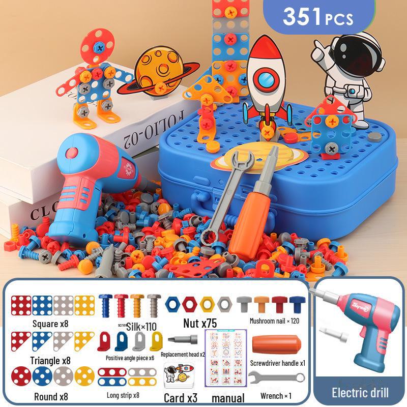 Children's Educational Screw Assembly Toy: Electric Drill & Tool Box for Boys