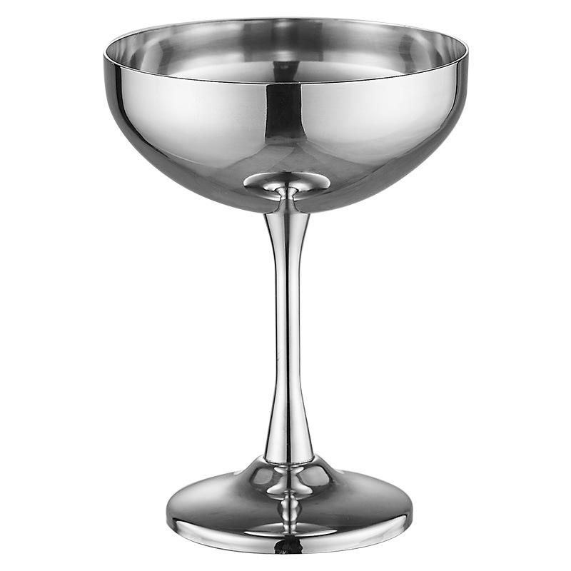 Creative High-Stemmed Stainless Steel Cocktail and Ice Cream Glass