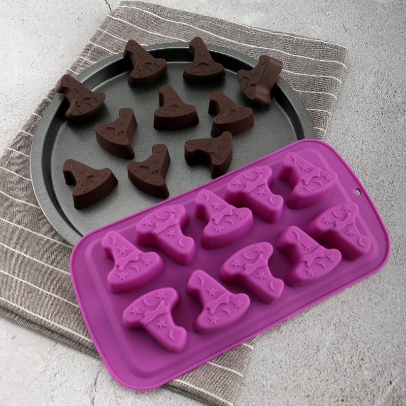 3D Cake Mold Halloween Skull Wizard Hat Pumpkin Shape Candy Chocolate Mold DIY Baking Cake Decorating Tool
