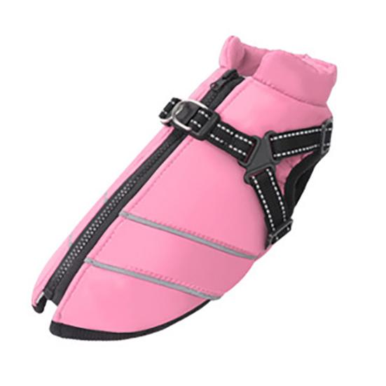 

Зимнее пальто для собаки на молнии, утепленная водонепроницаемая куртка-шлейка, утолщенная ветрозащитная снежная куртка для маленьких, средних и крупных собак L розовый