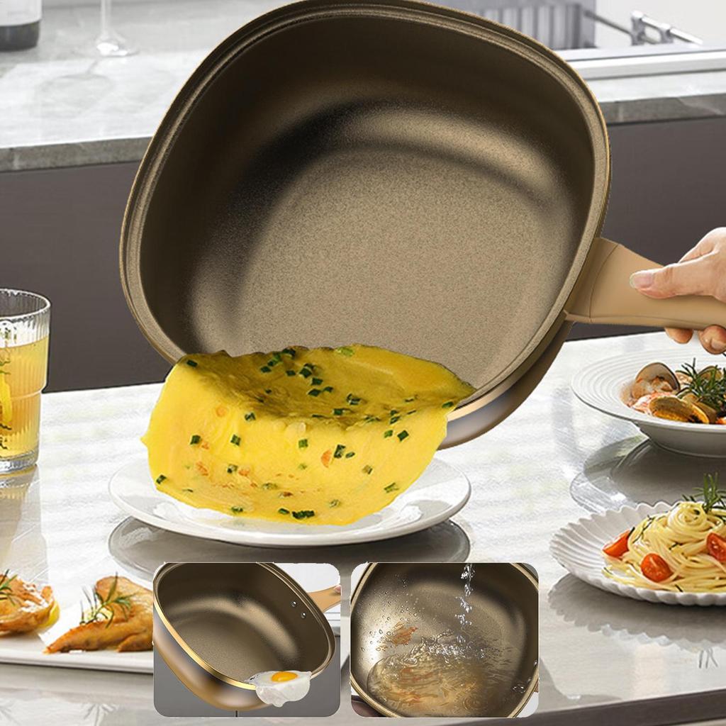 Frying Pan Titanium Alloy Non Stick Frying Pan Deep Skillet Pots with Lid Kitchen Accessories for Home Cooking Eggs Pancake