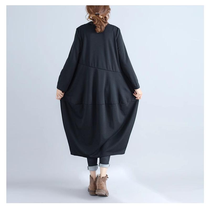 A Semi-high-neck Long Dress Is Pieced Together with A Long-sleeved Dress