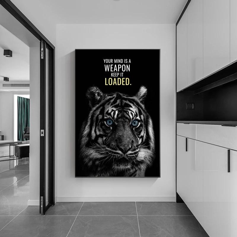 Animals Motivation Quote Art Posters and Prints On Canvas Painting Tiger Dog Wall Art Inspiration Pictures for Office Home Decor