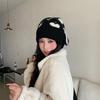 Polyester Knitted Beanie Hat Heart Pattern Earflap Beanie  Daily Wear