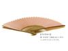 folding made with woven in a beautiful made in Japan in Handcrafted by with a traditional Japanese Features a Kyoto-style fan, paper, ibis-pink color.