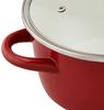 Bestco Glossy 20cm Enamel Casserole with Glass Lid, Induction Cooking Compatible, Red, ND-4443