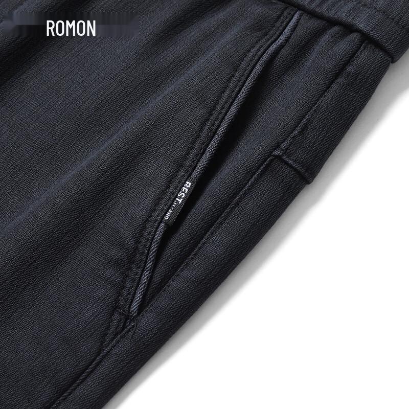 ROMON Men's Lyocell Blend Business Casual Straight Trousers