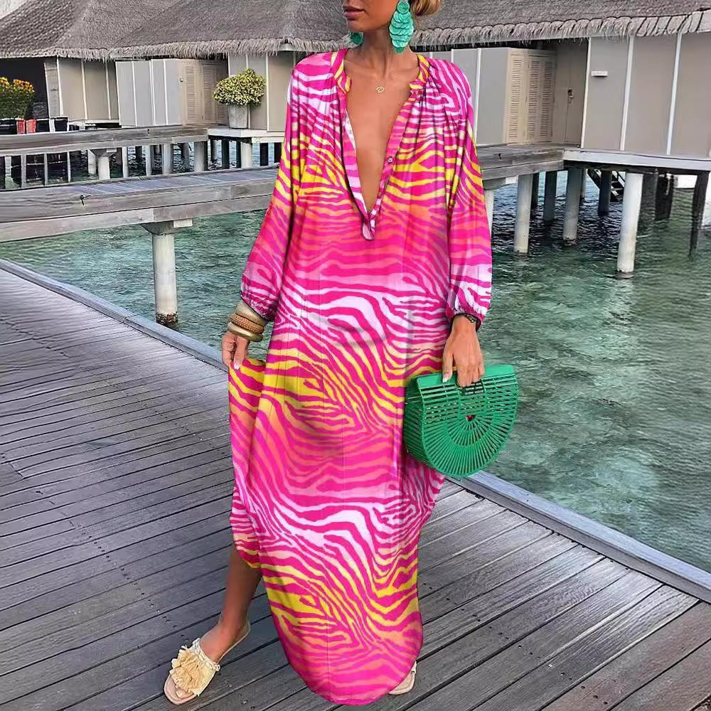 Women's Floral Print V-Neck Short Sleeve Top and Wide Leg Pants Casual Outfit Set