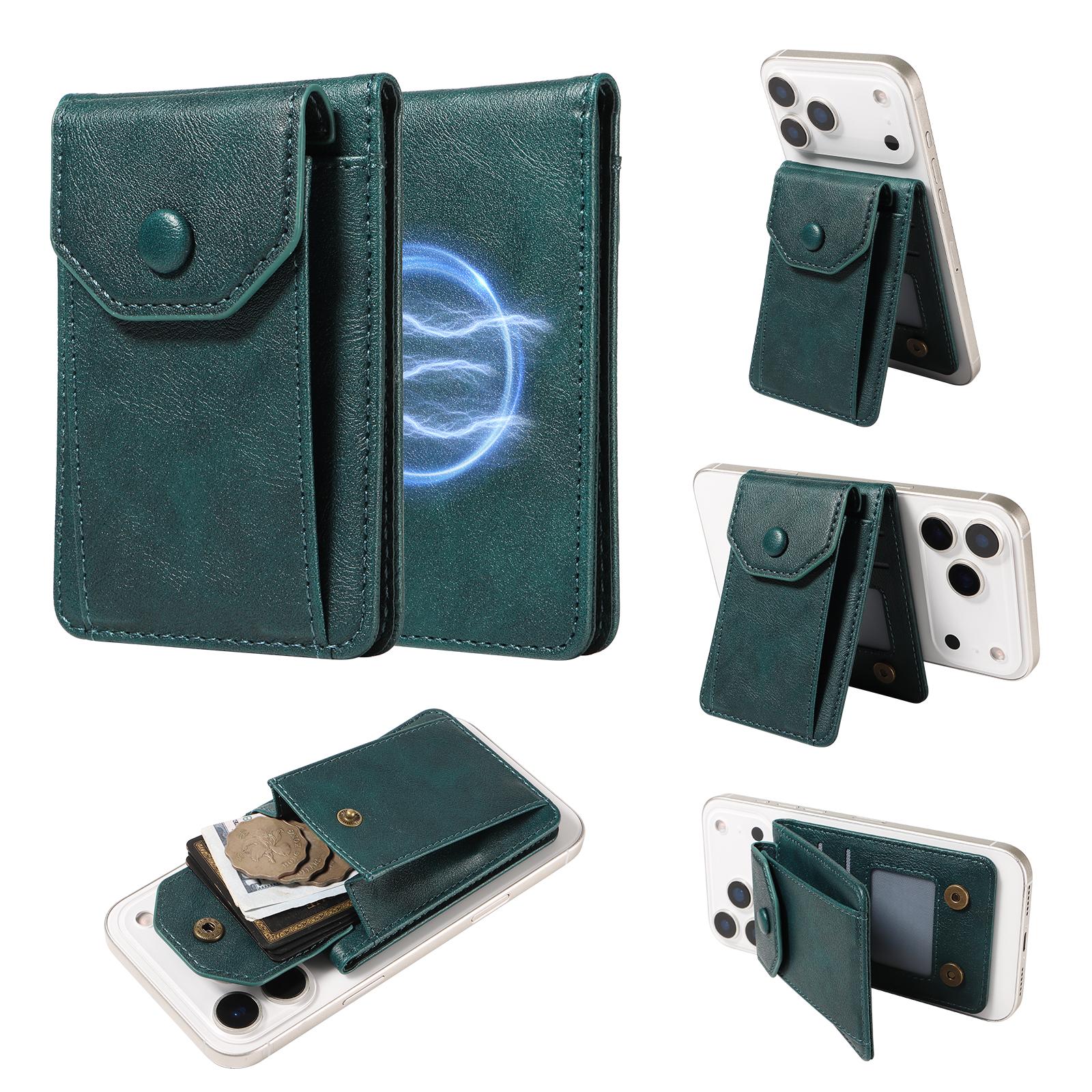 Luxury Business Magnetic Button PU Leather Wallet Card Solt Universal Phone Bag For Men and Women Shockproof kickstand Cover зелёный
