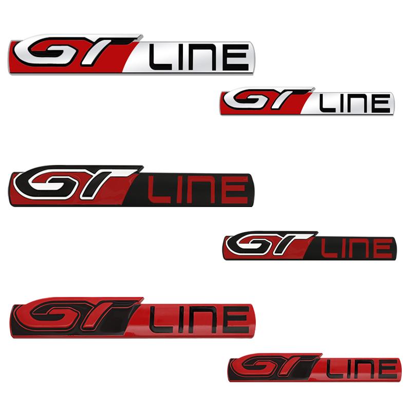 VZQR9 Metal 3D Badge GT LINE Logo Car Rear Trunk Body Sticker Emblem For Peugeot 206 307 308 3008 207 208 407 508 2008 5008 107 106