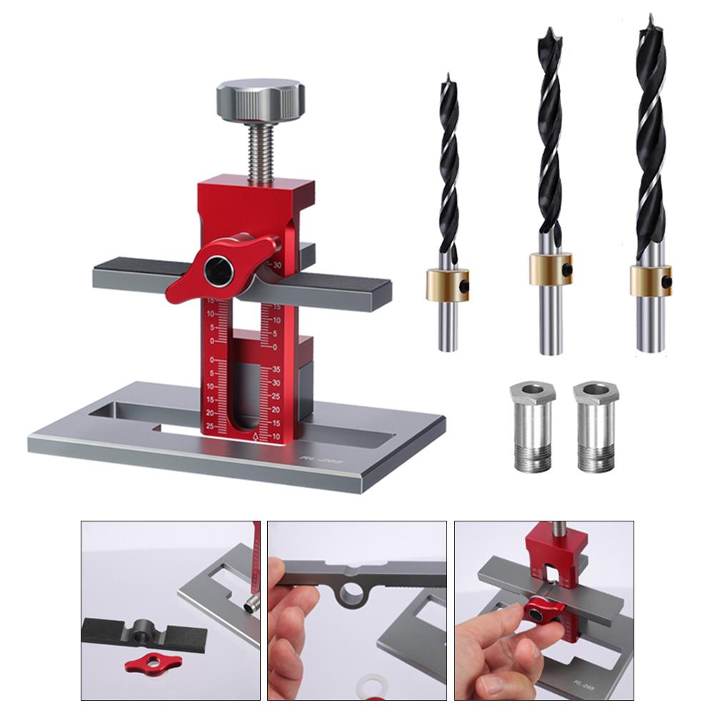 Cabinet Door Installation Positioner Clamp 6/8/10mm Drill Bit Punched Mounting Jig Cabinet Door Installation Auxiliary Tool