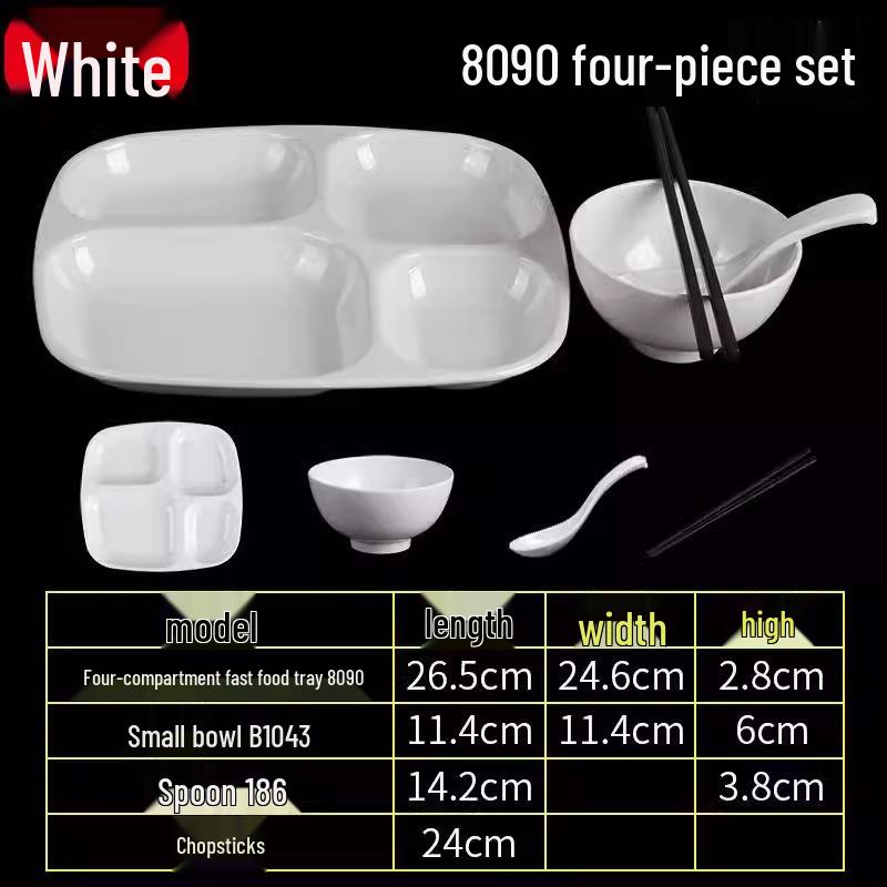 Melamine Tableware: 3, 4, and 6-Compartment Plates and Bowls for School Cafeterias