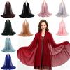 Women's Pleated Pearl Chiffon Scarf, Elegant Beaded Hijab Shawl, 21 Colors Muslim Headscarf