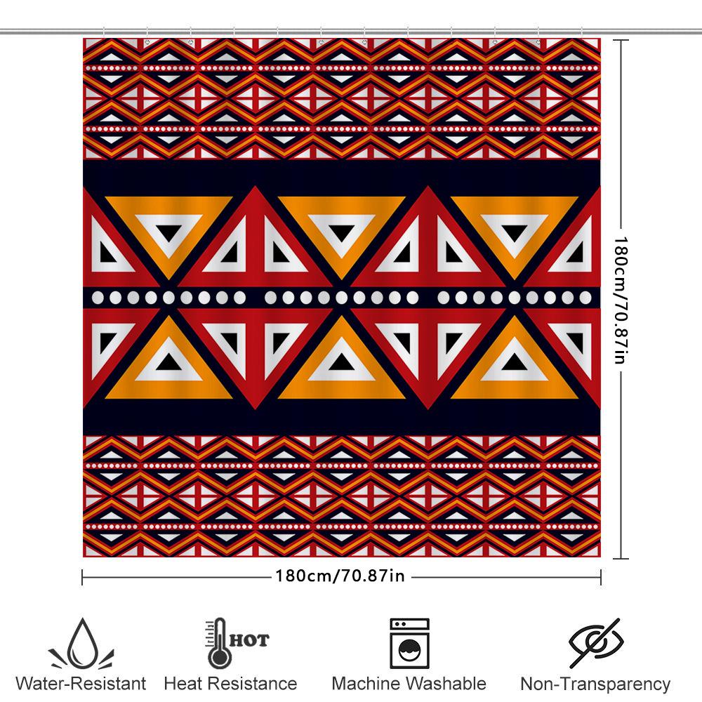 Colorful Geometric Pattern Shower Curtain Modern Design For Bathroom Decor