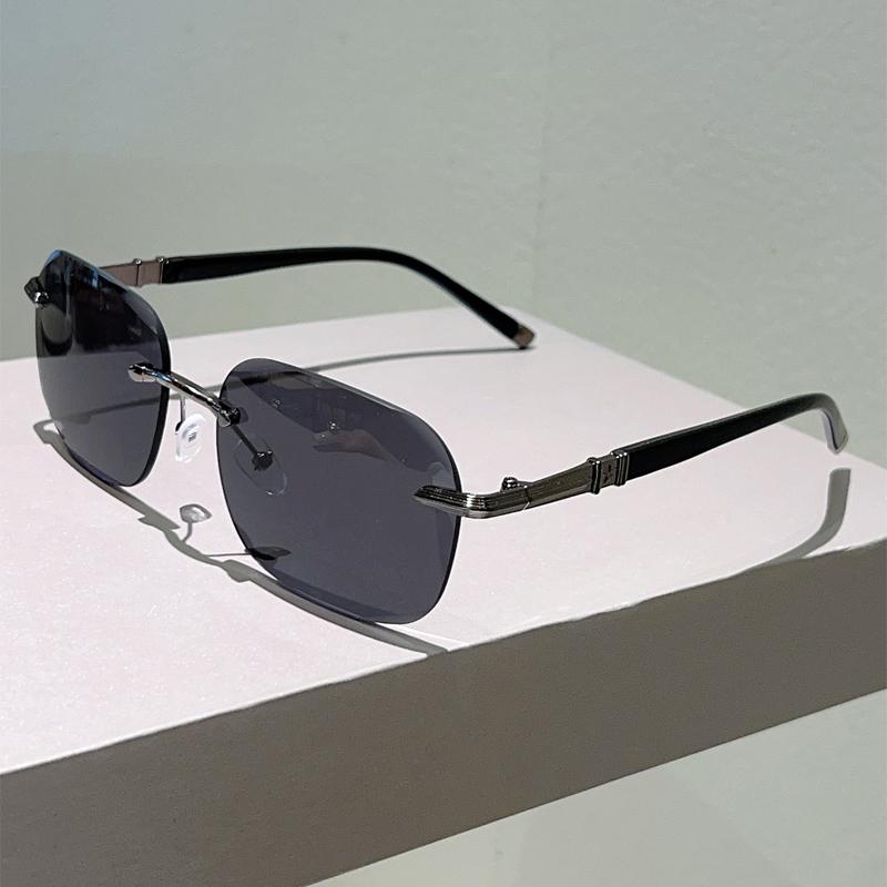 Oversized Rimless Sunglasses Men New Vintage Gradient Outdoor Decor Shades Women Trendy Brand Design Casual Sun Glasses