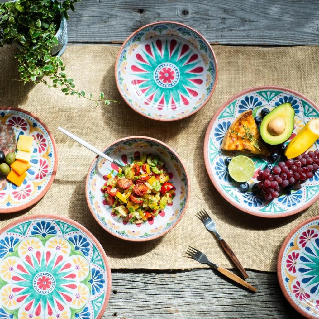 TarHong Rio Medallion Dinner Melamin Spülmaschinenfest Perfekt für Draußen und PAN1105DPMB Teller, 27cm, Bruchfestes Geschirr, Kunststoff, Sicher, Stilvoll,