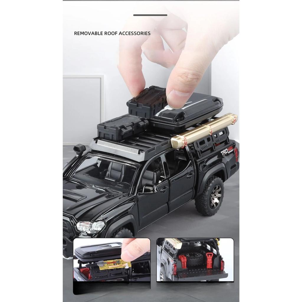 1/32 Toyota Tacoma Picku Wagon Alloy Car Model Sound and Light Pull Back Children's Toy Collectibles Birthday Gift