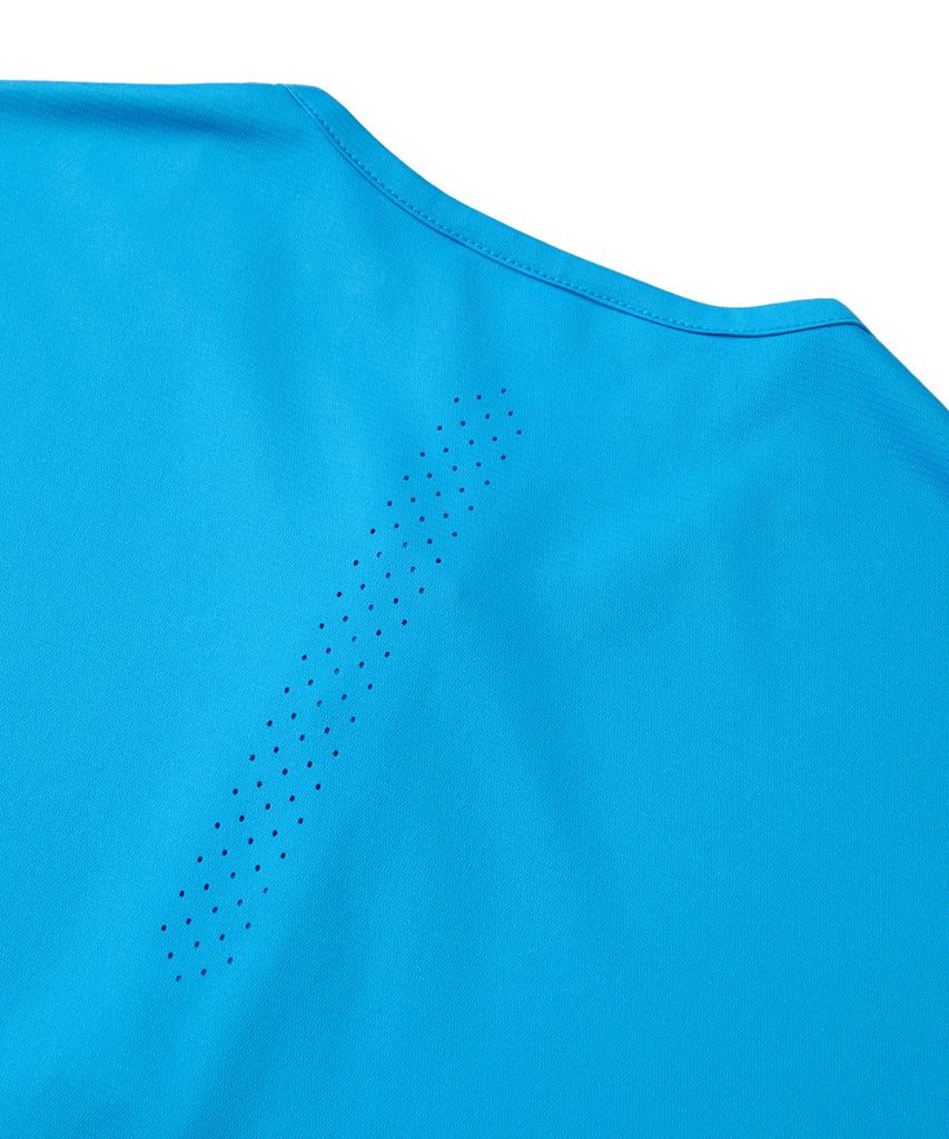 Hellinogseuweeo Zero Round Zip-Up Short Sleeve T-Shirt_Cyan Blue