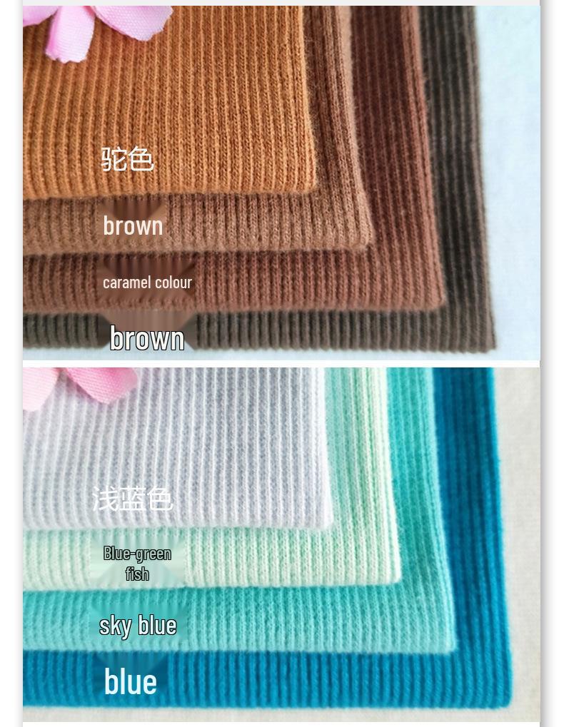 All-Cotton Knitted 2x2 Rib Fabric for Sweatshirt Neckline, Cuffs, and Hem