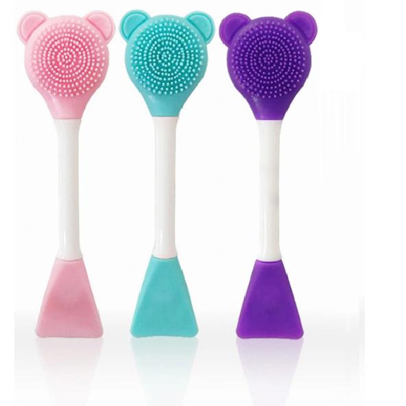 Double-Head Silicone Mud Mask Brush Massage Face Washing Makeup Brush DIY Beauty Salon Soft Mask Facial Mask Brush Cleansing Brush