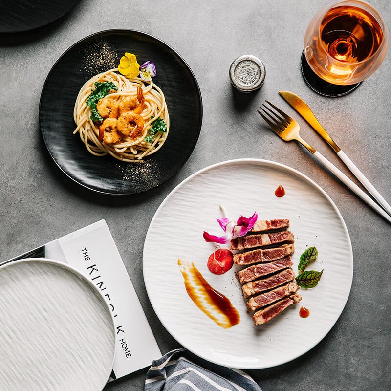 ZISIZ 12-Zoll Schwarzer Felsmuster Speiseteller