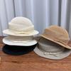 Women'S Japanese Knitted Fisherman'S Hat Flat Edge Summer Outdoor Sunscreen Breathable Bow Top Hat Thin Sunscreen Cap