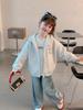 2025 Spring/Autumn Girls' Cartoon Print Hooded Coat - Stylish Korean Design for Medium & Large Kids