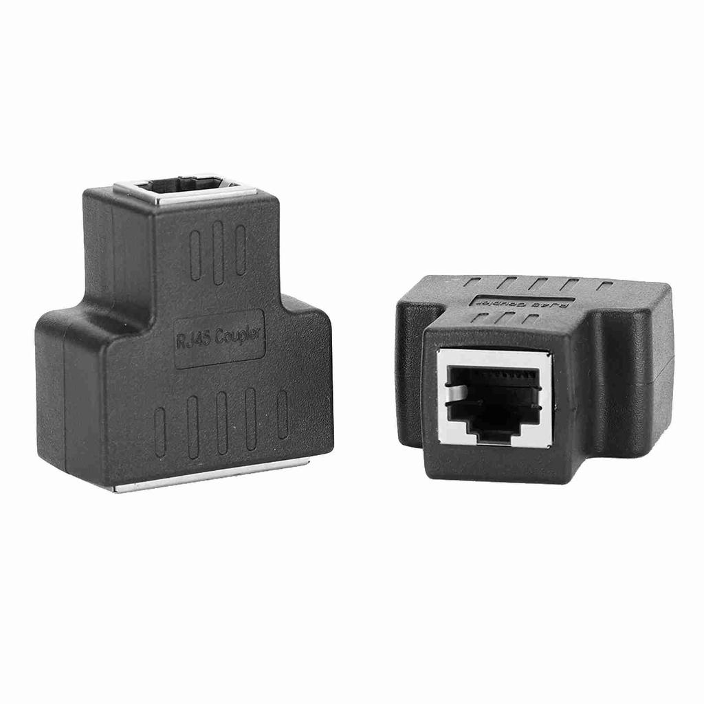 2PCs Ethernet Cable Adapter 1‑in 2‑out RJ45 Female Interface LAN Connector Cable Extender Splitter for Internet Wire