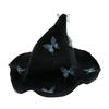 Halloween Knitted Witch Hat with Lovely Butterfly Accent Witch Costume Hat for Adults Costume Parties