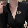 Faux Pearl Rhinestone Brooch Anti-Exposure Round Women Shape with Rhinestones