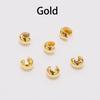 50-100pcs 3 4 5 Mm Gold Crimp Round Covers End Beads Bracelet Necklace Stopper Spacer Beads For DIY Jewelry Making Accessories