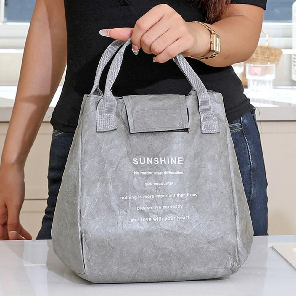 Przenośna torba na lunch z papieru DuPont Wodoodporna Duża pojemność Izolowana torba typu tote z folią aluminiową z uchwytem Termiczna torba na żywność