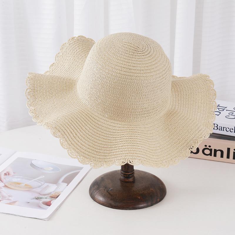 Summer Big-Brimmed Straw Hat Women'S Sunscreen Sunshade Seaside Outing Wavy Edge Fashion Versatile Wide-Brimmed Sun Hat