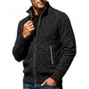 Men's Lined Long Sleeve Zip Up Sweater Cardigan with Stand Collar and Color Block Design