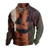 Men's Casual Fashion Christmas Printed Hoodless Sweatshirt Wide Men's Loose Button Stand Collar Hooded Sweatshirt