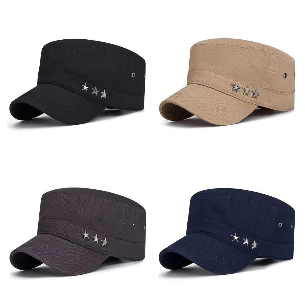 Casual Five-Pointed Flat Cap Cotton Wide Brim Baseball Cap Breathable Adjustable Men Sun Hat