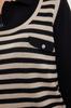 Women's Fashion Stylish Sweater Black Striped Polo Neck Woven Garnilli Knitwear Sweater