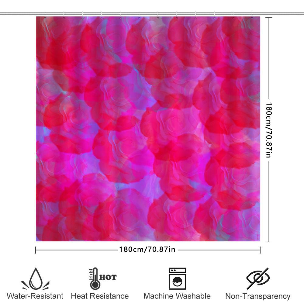 Soft Floral Print Shower Curtain Waterproof Bathroom Decor Ambiance Home Bath Rug Pink Red Blue Purple Gradient Colors