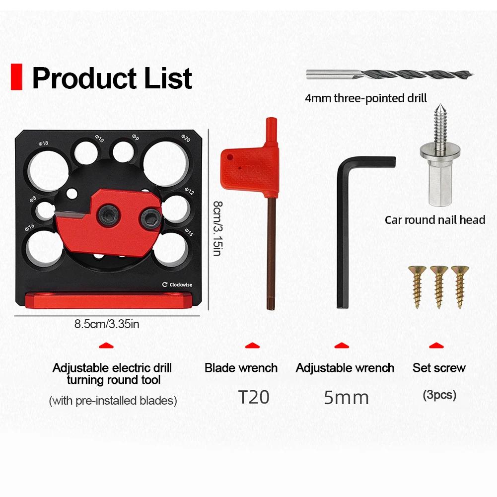 Adjustable Dowel Maker Jig with Carbide Blades Round Rod Milling Cutter Compact Dowel Maker with Nail and Drill Woodworking Tool