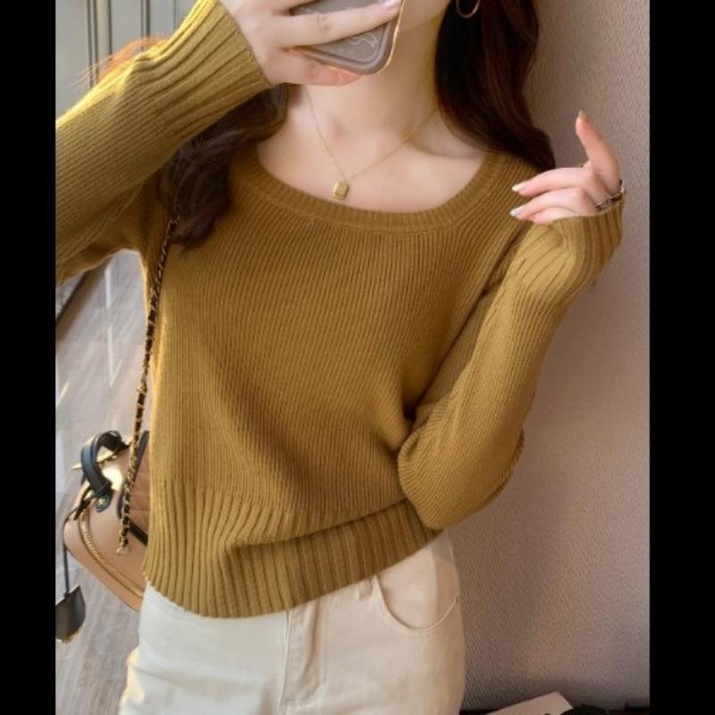 Dámský tenký pletený svetr Podzimní top se čtvercovým výstřihem Undercover Krátký Slim svetr