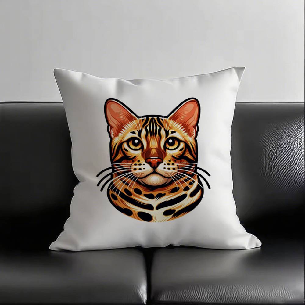 1 Stück Bengal Katze Kissenbezug Quadratisch Schlafzimmer Sofa Freizeit Komfort Kissen Auto Wohnzimmer Heimdekoration