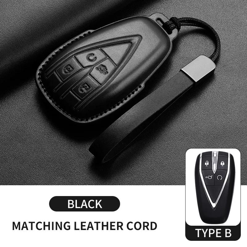 Leather Car Key Case Cover Holder Keychain Shell for Changan CS35 Plus CS55 Plus CS75 Plus Eado UNI T UNI K Oushang X5 X7 EV