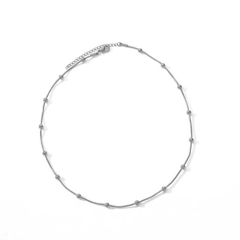 Simple round bead snake bone chain necklace female collarbone chain titanium steel color-preserving jewelry hot-selling